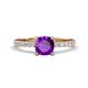 1 - Aurin 6.00 mm Cushion Shape Amethyst and Diamond Engagement Ring 