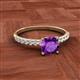 2 - Aurin 6.00 mm Cushion Shape Amethyst and Diamond Engagement Ring 