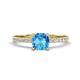 1 - Aurin 6.00 mm Cushion Shape Blue Topaz and Diamond Engagement Ring 