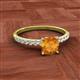 2 - Aurin 6.00 mm Cushion Shape Citrine and Diamond Engagement Ring 