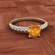 2 - Aurin 6.00 mm Cushion Shape Citrine and Diamond Engagement Ring 