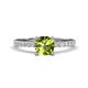 1 - Aurin 6.00 mm Cushion Shape Peridot and Diamond Engagement Ring 