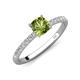 3 - Aurin 6.00 mm Cushion Shape Peridot and Diamond Engagement Ring 