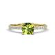 1 - Aurin 6.00 mm Cushion Shape Peridot and Diamond Engagement Ring 