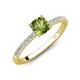 3 - Aurin 6.00 mm Cushion Shape Peridot and Diamond Engagement Ring 