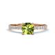 1 - Aurin 6.00 mm Cushion Shape Peridot and Diamond Engagement Ring 