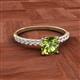 2 - Aurin 6.00 mm Cushion Shape Peridot and Diamond Engagement Ring 