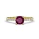 1 - Aurin 6.00 mm Cushion Shape Rhodolite Garnet and Diamond Engagement Ring 