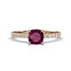 1 - Aurin 6.00 mm Cushion Shape Rhodolite Garnet and Diamond Engagement Ring 