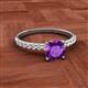 2 - Aurin 6.00 mm Cushion Shape Amethyst and Diamond Engagement Ring 