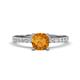 1 - Aurin 6.00 mm Cushion Shape Citrine and Diamond Engagement Ring 