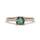 1 - Aurin 6.00 mm Cushion Shape Lab Created Alexandrite and Diamond Engagement Ring 