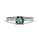 1 - Aurin 6.00 mm Cushion Shape Lab Created Alexandrite and Diamond Engagement Ring 