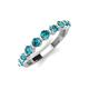 4 - Venice 3.00 mm Round London Blue Topaz 9 Stone Wedding Band 