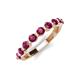 4 - Venice 3.00 mm Round Rhodolite Garnet 9 Stone Wedding Band 