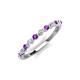 3 - Venice 2.00 mm Round Amethyst and Diamond 11 Stone Wedding Band 