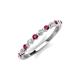 3 - Venice 2.00 mm Round Rhodolite Garnet and Diamond 11 Stone Wedding Band 