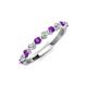 4 - Venice 2.50 mm Round Amethyst and Diamond 11 Stone Wedding Band 