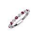 4 - Venice 2.50 mm Round Rhodolite Garnet and Diamond 11 Stone Wedding Band 