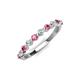 4 - Venice 2.50 mm Round Pink Tourmaline and Diamond 11 Stone Wedding Band 
