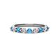 1 - Venice 2.70 mm Round Blue Topaz and Diamond 9 Stone Wedding Band 