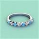 2 - Venice 2.70 mm Round Blue Topaz and Diamond 9 Stone Wedding Band 
