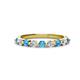 1 - Venice 2.70 mm Round Blue Topaz and Diamond 9 Stone Wedding Band 