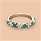 2 - Venice 3.00 mm Round Emerald and Diamond 9 Stone Wedding Band 