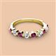 2 - Venice 3.00 mm Round Rhodolite Garnet and Diamond 9 Stone Wedding Band 
