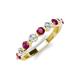 3 - Venice 3.00 mm Round Rhodolite Garnet and Diamond 9 Stone Wedding Band 