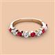 2 - Venice 3.00 mm Round Ruby and Diamond 9 Stone Wedding Band 