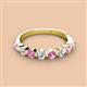 2 - Venice 3.00 mm Round Pink Sapphire and Diamond 9 Stone Wedding Band 