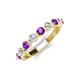 3 - Venice 3.00 mm Round Amethyst and Diamond 9 Stone Wedding Band 