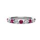 1 - Venice 3.00 mm Round Rhodolite Garnet and Diamond 9 Stone Wedding Band 