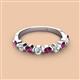 2 - Venice 3.00 mm Round Rhodolite Garnet and Diamond 9 Stone Wedding Band 