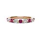 1 - Venice 3.00 mm Round Rhodolite Garnet and Diamond 9 Stone Wedding Band 