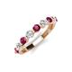3 - Venice 3.00 mm Round Rhodolite Garnet and Diamond 9 Stone Wedding Band 