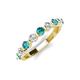 3 - Venice 3.00 mm Round London Blue Topaz and Diamond 9 Stone Wedding Band 