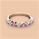 2 - Venice 3.00 mm Round Pink Sapphire and Diamond 9 Stone Wedding Band 