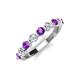 3 - Venice 3.00 mm Round Amethyst and Diamond 9 Stone Wedding Band 
