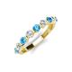 3 - Venice 3.00 mm Round Blue Topaz and Diamond 9 Stone Wedding Band 