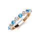 3 - Venice 3.00 mm Round Blue Topaz and Diamond 9 Stone Wedding Band 