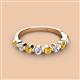 2 - Venice 3.00 mm Round Citrine and Diamond 9 Stone Wedding Band 