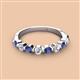 2 - Venice 3.00 mm Round Iolite and Diamond 9 Stone Wedding Band 