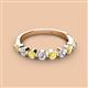 2 - Venice 3.00 mm Round Yellow Sapphire and Diamond 9 Stone Wedding Band 