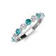 3 - Venice 3.00 mm Round London Blue Topaz and Diamond 9 Stone Wedding Band 