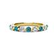1 - Venice 3.00 mm Round London Blue Topaz and Diamond 9 Stone Wedding Band 