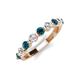 3 - Venice 3.00 mm Round Blue and White Diamond 9 Stone Wedding Band 