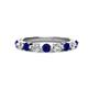 1 - Venice 3.00 mm Round Blue Sapphire and Diamond 9 Stone Wedding Band 