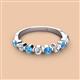 2 - Venice 3.00 mm Round Blue Topaz and Diamond 9 Stone Wedding Band 